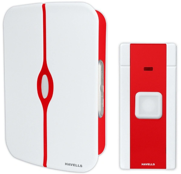 HAVELLS WIRELESS DIGITAL DOORBELL Wireless Door Chime - White and Red, NA